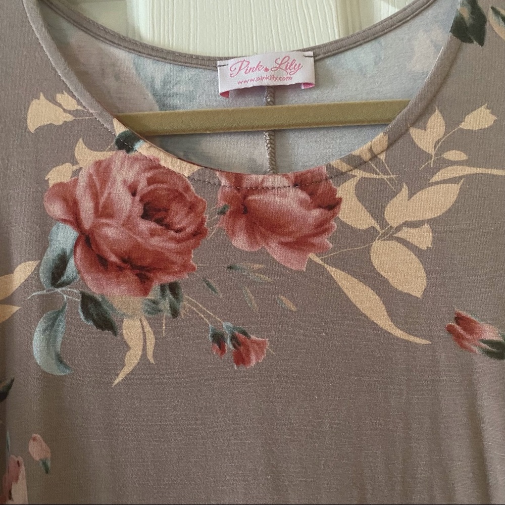 Pink Lily Cold Shoulder Floral Top - Picture 7 of 8